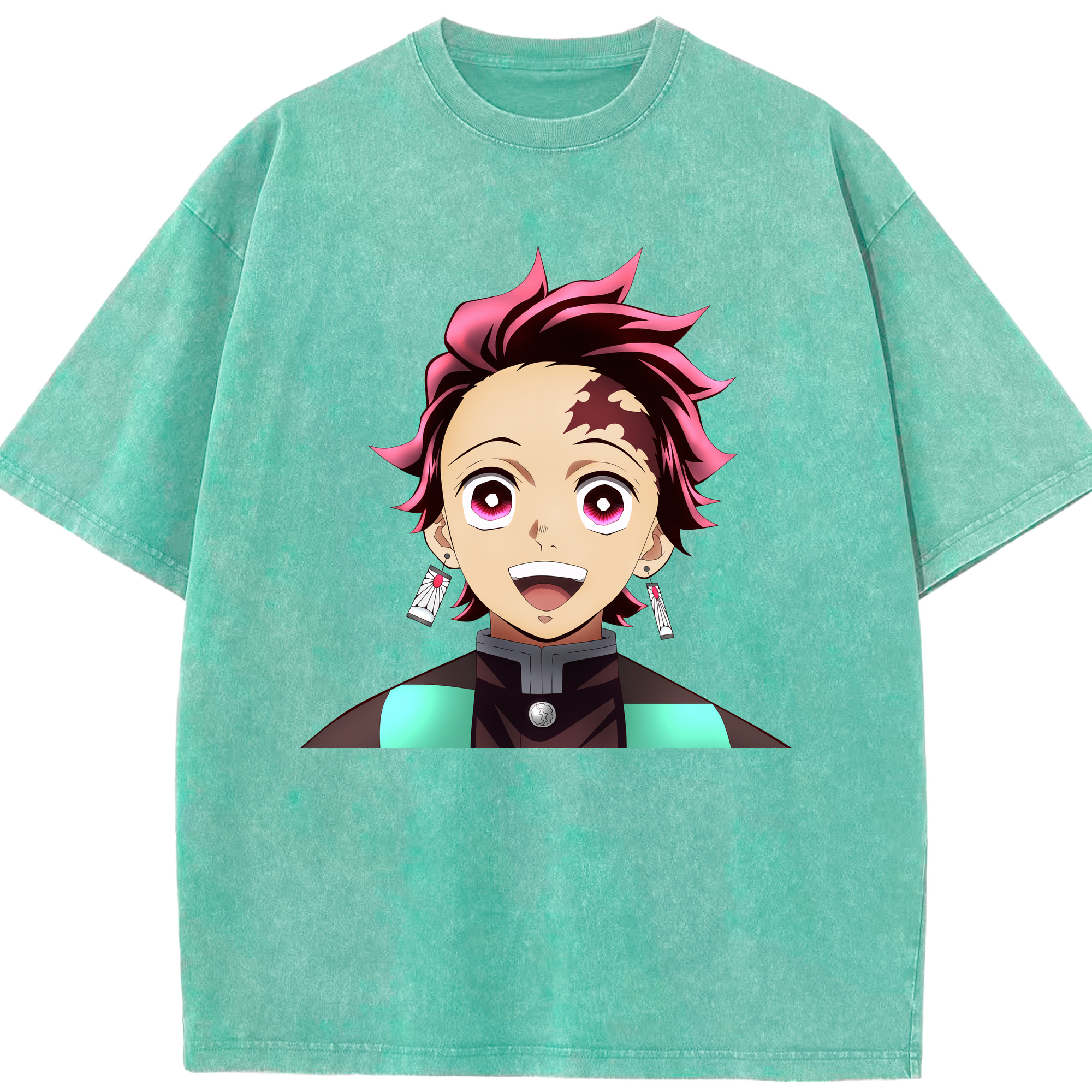 （画像用） 鬼滅の刃 竈門 炭治郎／かまど たんじろう Kamado Tanjirou 綿100% ヴィンテージ風 半袖Tシャツ（フロントプリント）